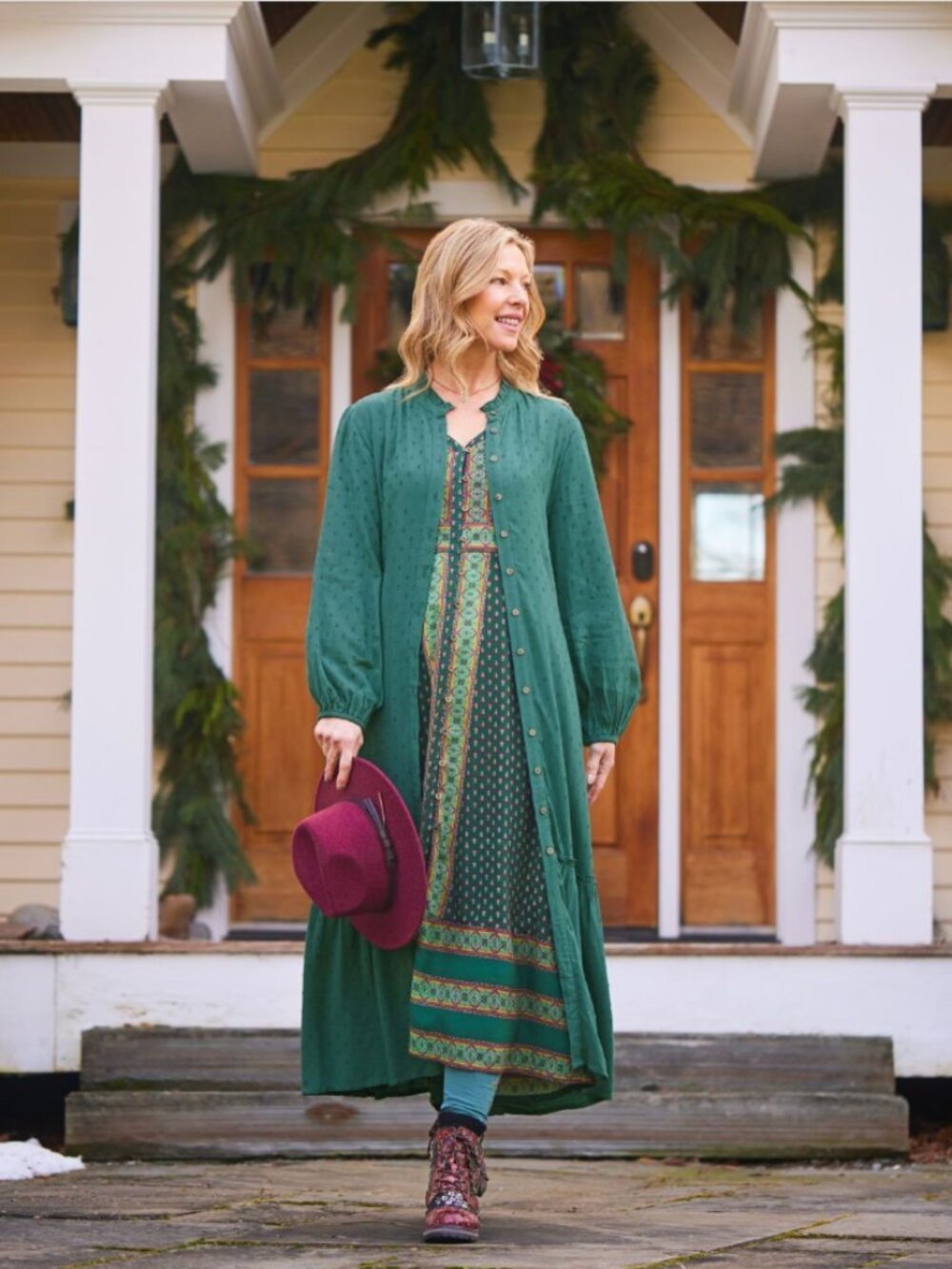 April Cornell Candlelight Peasant Dress with border print